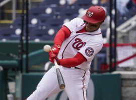 Juan Soto will miss at least the next seven games for the Washington Nationals, as he went on the injured list with a strained left shoulder. (Image: Alex Brandon/AP)