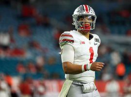 Ohio State quarterback Justin Fields saw his 2021 NFL Draft stock tank over the last few weeks, but with so many teams in need of a quarterback, he should still get selected in the middle of the first round. (Image: Mark J Rebilas/USA Today Sports)