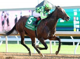 Joel Rosario and Kimari captured the Grade 1 Madison Stakes -- one of Rosario's four stakes wins and five overall. during Keeneland's opening weekend. (Image: Keeneland Photo)