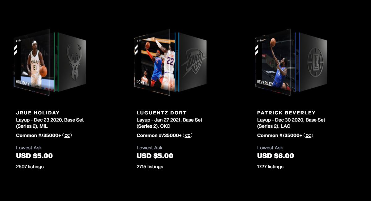 NBA Top Shot prices