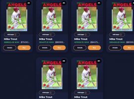 Several versions of the Legendary Mike Trout Topps MLB NFT remain on sale on the Atomic Hub marketplace, after the No. 1 serial sold for over $87,000 on April 22. (Image: Atomic Hub)