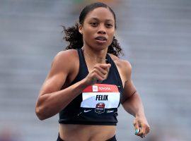 Allyson Felix competes in the 400 meters during the 2019 USATF Outdoor Championships. It was Felix' first competition donning Gap's Athleta brand after her deciding not toresign with Nike. (Image: Andy Lyons/Getty)