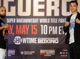 Luis Nery (left) will defend his super bantamweight title against Brandon Figueroa (right) on Saturday night in California. (Image: Esther Lin/Showtime)