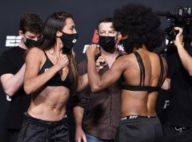 Marina Rodriguez (left) will take on Michelle Waterson (right), with the two strawweight fighters facing off at flyweight on short notice. (Image: Chris Unger/Zuffa)