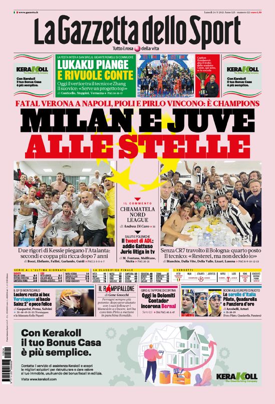 gazzetta dello sport juventus milan