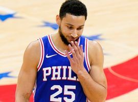 Ben Simmons of the Philadelphia 76ers struggled offensively in the postseason, which is why the team is open to trade offers while he works on his shooting deficiencies in the offseason. (Image: Getty)
