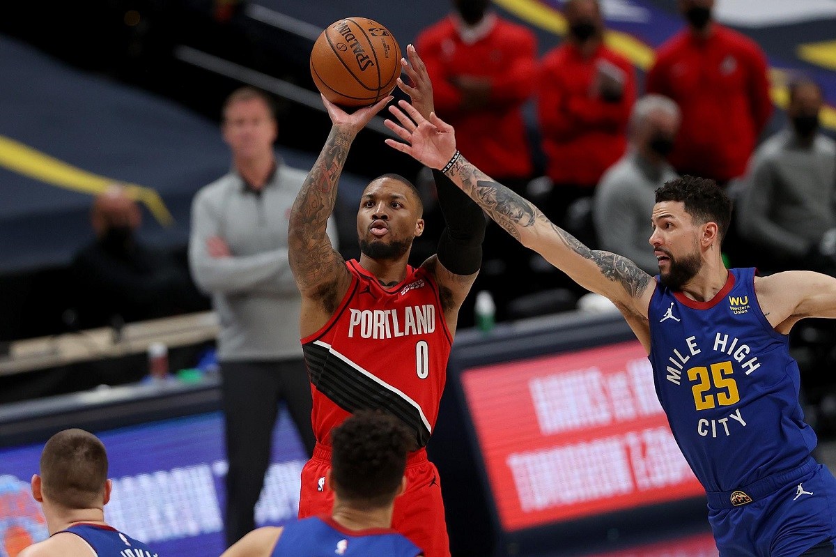 Denver Nuggets Damian Lillard Portland Trail Blazers NBA Playoffs Game 5 record 3-pointers