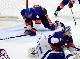 The Islanders will head into Game 5 of the Stanley Cup Semifinals tied 2-2 with the Lightning after Ryan Pulock made a last-second save to preserve a Game 4 win. (Image: Getty)