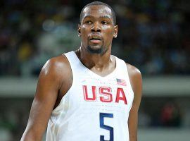 Kevin Durant will suit up for Team USA and try to win a third-straight gold medal in men's basketball at the Tokyo Olympics this summer. (Image: Stephen R. Sylvanie/Getty)