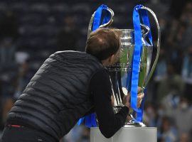 Chelsea boss Thomas Tuchel kisses the Champions League trophy after the London club beat English rivals Manchester City in this year's final. (Image: Twitter/ChampionsLeague)
