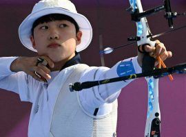 South Korea’s An San has already won two gold medals in Tokyo, and is the favorite to win the women’s archery individual title as well. (Image: Adek Berry/AFP)