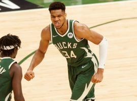 A fired up Giannis 'Greek Freak' Antetokounmpo led the Milwaukee Bucks to a must-win victory in Game 3 of the NBA Finals. (Image: Jeff Hanisch/USA Today Sports)