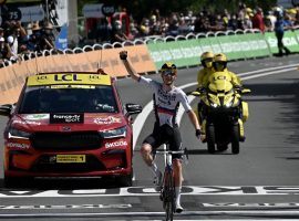 Matej Mohoric (Bahrain Victorious) won Stage 19 at Libourne for his second stage victory at the 2021 Tour de France. (Image: Reuters)