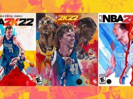 NBA 2K announced that Luka Doncic will appear on the standard cover of NBA 2K22, while the special NBA 75th Anniversary cover includes Kareem Abdul-Jabbar, Dirk Nowitzki, and Kevin Durant. (Image: NBA 2K)