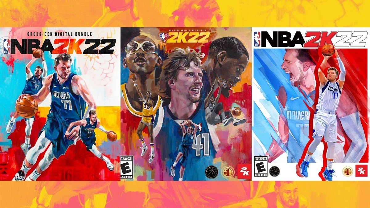 NBA 2K 2K22 Cover Luka Doncic Kareem Abdul-Jabbar Kevin Durant Dirk Nowitzki