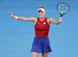 Marketa Vondrousova (pictured) will take on Belinda Bencic in the final of the Olympic womenâ€™s tennis singles final on Saturday. (Image: Getty)