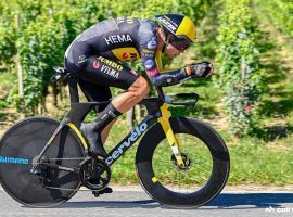 Wout Van Aert (Jumbo-Visma) dominated the time trial at Stage 20 of the Tour de France for his second stage win this year. (Image: Getty)