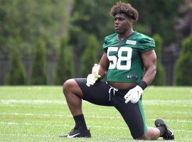 Defensive end Carl Lawson takes a breather in the first week of training camp for the New York Jets. (Image: Getty)