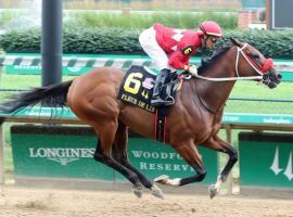 Letruska has been the most impressive older female horse in 2021, as her last-out victory here in the Grade 2 Fleur de Lis illustrates. She is the 6/5 favorite to win her fourth consecutive graded-stakes race in Saturday's Grade 1 Personal Ensign at Saratoga. (Image: Coady Photography)