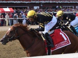 At 34/1, Lexitonian kicked clear of Special Reserve in deep stretch to win the Grade 1 Vanderbilt last month. The sprinter seeks an encore in Saturday's Grade 1 Forego Stakes at Saratoga. (Image: Chelsea Durand/NYRA)