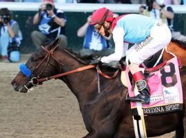 Controversial Kentucky Derby champion Medina Spirit may return to the gate for the first time since May 15 at Saturday's Grade 3 Shared Belief Stakes at Del Mar. (Image: Churchill Downs/Coady Photography)