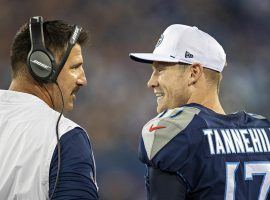 Tennessee Titans head coach Mike Vrabel and quarterback Ryan Tannenhill on the sidelines. (Image: Getty)