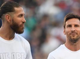 Fierce rivals in the Spanish La Liga, Sergio Ramos and Lionel Messi will play together at PSG this year. (Image: Twitter/PSGinside)