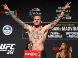 Anthony Smith (pictured) says he should earn a rematch with Aleksander Rakic if he beats Ryan Spann at UFC Fight Night on Saturday. (Image: Jasen Vinlove/USA Today Sports)
