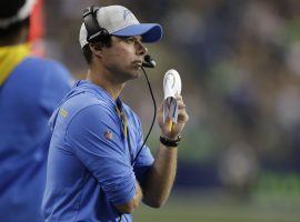 Brandon Staley, new head coach of the LA Chargers, on the sideline during the preseason. (Image: John Froschauer/AP)