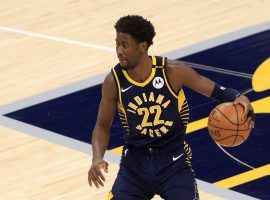 Caris LeVert from the Indiana Pacers brings the ball up the court during a home game last season. (Image: Getty)