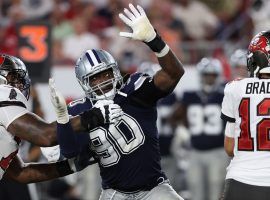 DeMarcus Lawrence from the Dallas Cowboys attempts pressure on Tom Brady from the Tampa Bay Bucs on Thursday Night Football in the season opener. (Image: Getty)