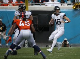 Jacksonville Jaguars QB Trevor Lawrence surveys the field against the Denver Broncos in Week 2. (Image: Stephen B. Morton/AP)