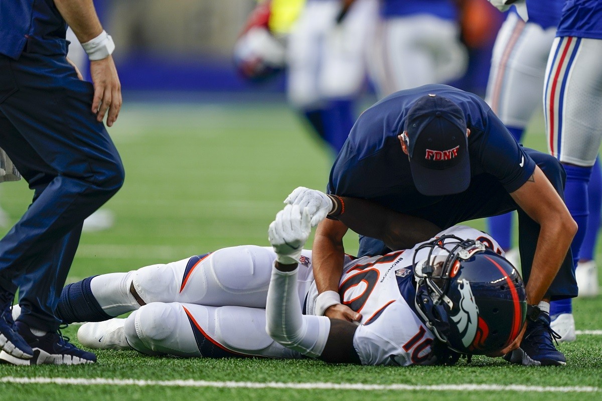 Jerry Jeudy Denver Broncos cedera memperbarui keseleo pergelangan kaki tinggi