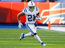 Indianapolis Colts' running back Nyheim Hines serves as a dual threat, catching almost as many passes as he gets in rushing attempts. (Image: StampedeBlue)
