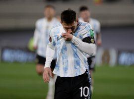 Leo Messi celebrated with the Argentinean fans after scoring a hat-trick against Bolivia. (Image: Twitter/Deporte Total)