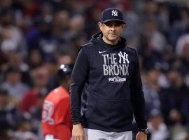 New York Yankees manager Aaron Boone during warmups against the Boston Red Sox in the 2021 AL Wild Card. (Image: USA Today Sports)