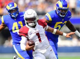 Kyler Murray from the Arizona cardinals evades pass rush from the Los Angeles Rams in their Week 4 victory at SoFi Stadium in LA. (Image: USA Today Sports)