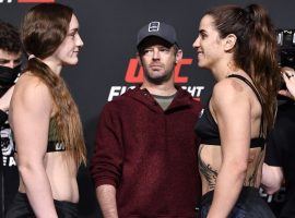 Aspen Ladd (left) will take on Norma Dumont (right) in a rare and important UFC women’s featherweight matchup. (Image: Chris Unger/Zuffa)
