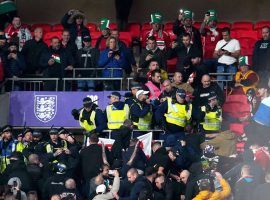 Police fought a few Hungarian fans at Wembley following a racist incident in the stands. (Image: msn.com)