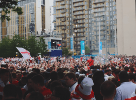 Tens of thousands gathered outside the Wembley in London before the England vs Italy game in July. (Image: onlinegambling.com)