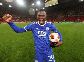 Patson Daka scored four goals as Leicester City came back from two goals down to beat Spartak Moscow in the Europa League. (Image: Twitter/lcfc)