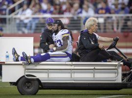 Minnesota Vikings running back Dalvin Cook is carted off the field after his shoulder injury against the San Francisco 49ers at Levi Stadium in Santa Clara. (Image: Getty)