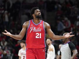 Joel Embiid, center from the Philadelphia 76ers, unleashed one of his best performances of the season against the Chicago Bulls on Saturday. (Image: Getty)