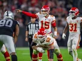Patrick Mahomes from the Kansas City Chiefs reads the pre-snap defense against the Las Vegas Raiders at Allegiant Stadium in Las Vegas. (Image: Getty)