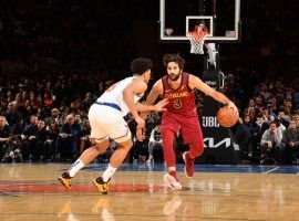 Cleveland Cavs backup guard Ricky Rubio put on a shooting clinic against the New York Knicks at Madison Square Garden on Sunday evening. (Image: Jesse D. Garrabrant/Getty)