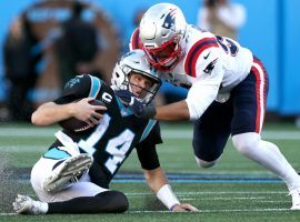 Carolina Panthers QB Sam Darnold could miss several weeks with a shoulder blade injury which might've occurred against the New England Patriots last week, or against Atlanta Falcons two weeks earlier. (Image: Getty)