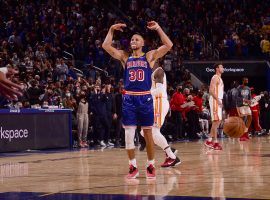 Steph Curry from the Golden State Warriors erupted for 50 points against the Atlanta Hawks at Chase Center in San Francisco. (Image: Noah Graham/Getty)