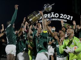 Palmeiras won the Copa Libertadores final after beating Brazilian rivals Flamengo 2-1 in Montevideo. (Image: Twitter/livescore.com)