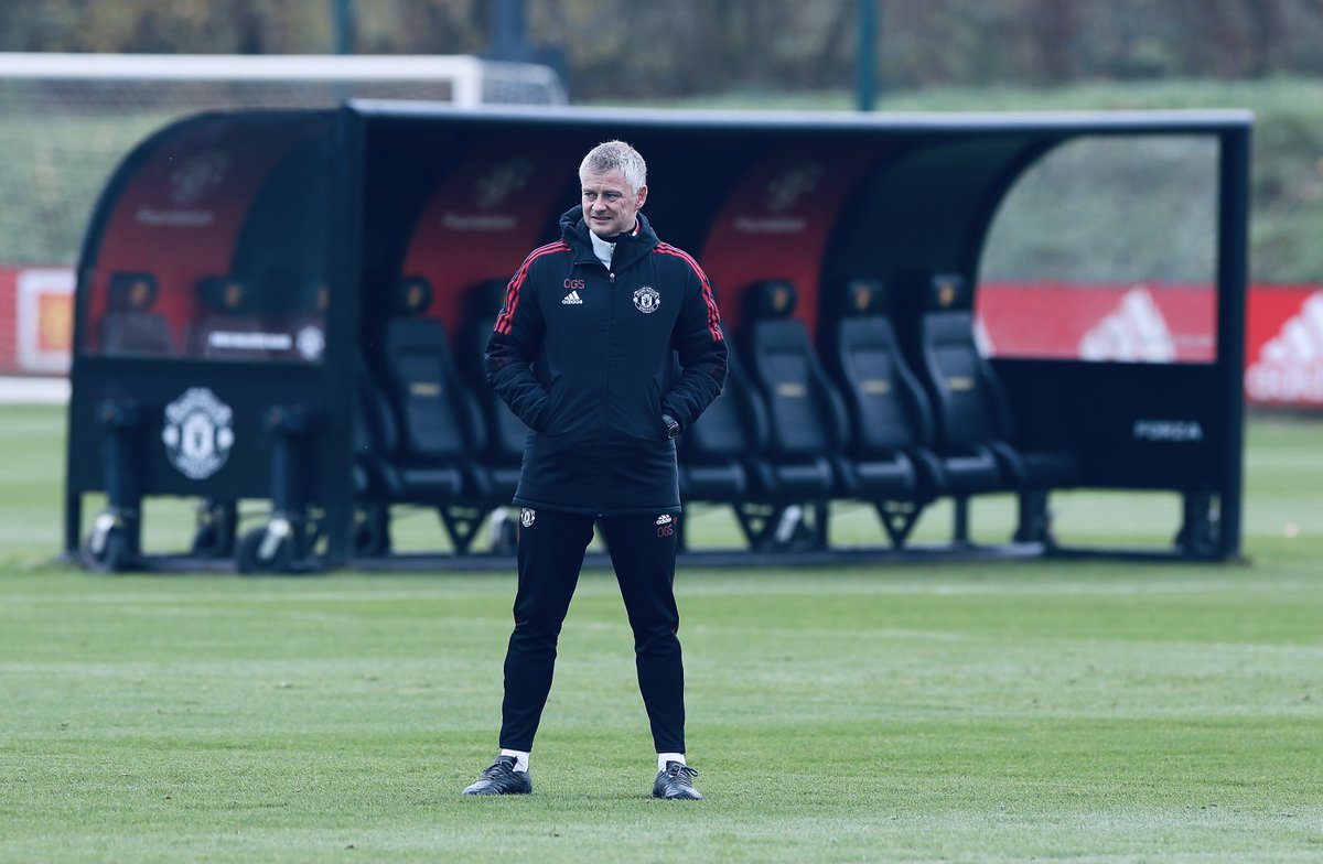 Ole Gunnar Solskaer on the training pitch at Manchester United