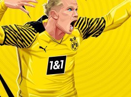Erling Haaland went back on the score sheet for Dortmund just eight minutes after being subbed on in the 3-1 win over Wolfsburg on Saturday. (Image: Twitter/squawka)